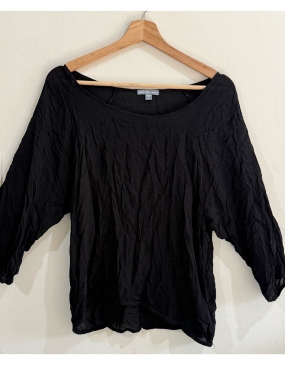 James Perse Black Scoop Neck Long Sleeve Top